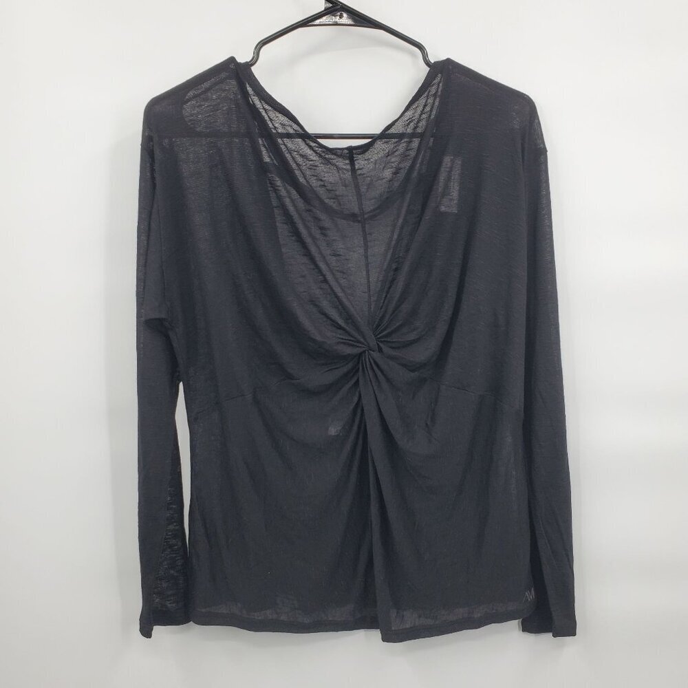Adore Me Mallory Long Sleeve Active Top Women Size Medium NWT Sheer Knit Twist